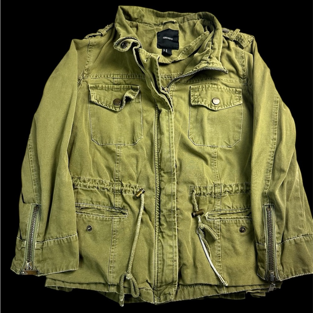 🪖💚 Forever 21 Olive Utility Anorak Jacket Medium Military Chic‎ 💚🪖